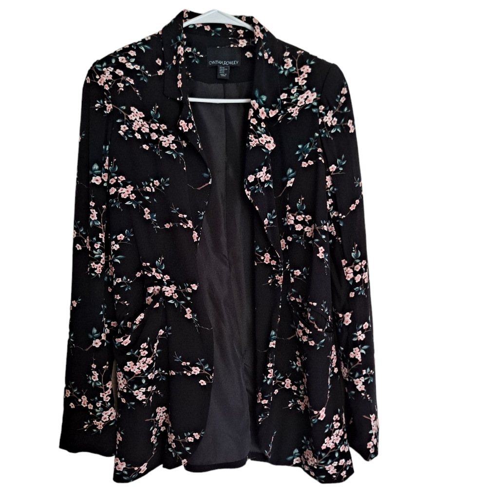 Cynthia Rowley floral buttonless blazer with pockets - Picture 6 of 8